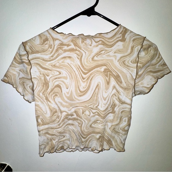Forever 21 Cream and Tan Swirl Marbled Crop Top - Picture 5 of 6